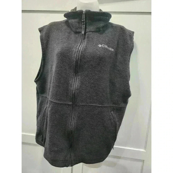 Columbia Fleece Vest Mens Large Gray Full Zip Cathedral Peaks Camping Hiking - Picture 1 of 6